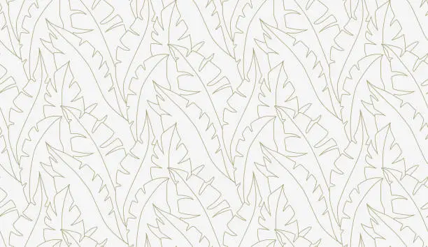 Vector illustration of Palm leaves seamless pattern vector. Line art illustration. Shirting textile pattern of vector banana leaves. Retro background prints abstract. EPS 10