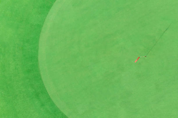 istock Golf pole on the green in a golf course with blank copyspace 1394787736
