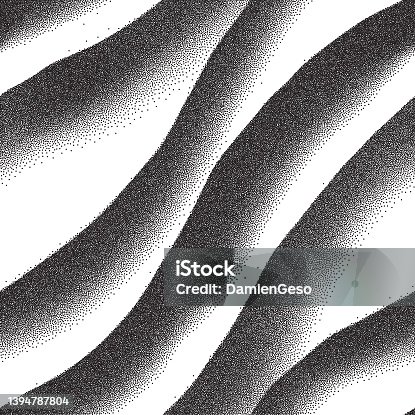 istock Stipple wave seamless pattern on white background. Dotwork gradient vector background. Grunge texture grain pattern 1394787804