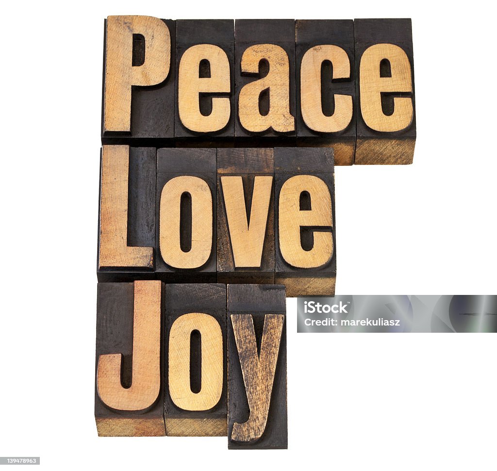 La paz, amor y alegría en imprenta - Foto de stock de Alegría libre de derechos