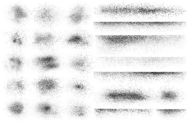 Grunge design elements Set of vector grunge design elements. Dusty effect, different shapes. Isolated black images on white background snow ground texture stock illustrations