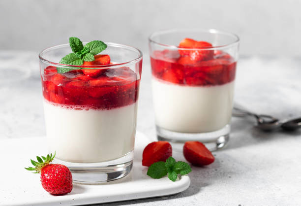 istock Vegan coconut panna cotta on gray background 1394791800