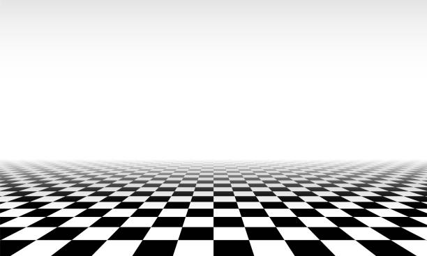istock Abstract checkered floor in surreal interior. Room with no horizon and tiled floor. 1394794555