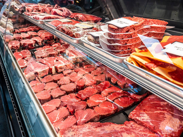 istock Meats in american butchery shop 1394796049
