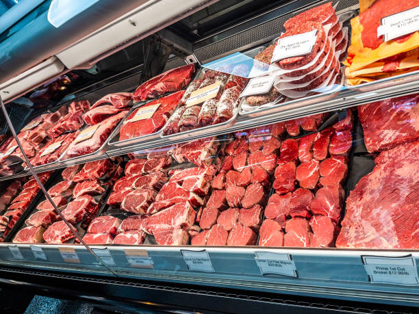istock Meats in american butchery shop 1394796053