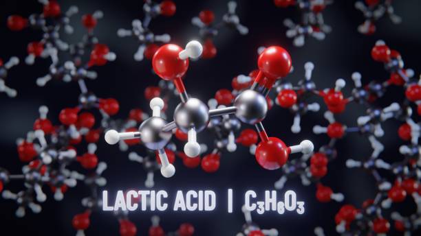 Lactic acid molecular structure. 3D illustration Lactic acid molecular structure. 3D illustration lactic acid stock pictures, royalty-free photos & images