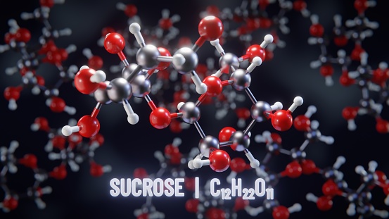 Sucrose molecular structure. 3D illustration