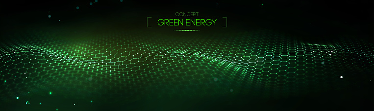 Green technology background. Cyber circles computer ecology and green technology abstract background for web. Hexagon background green.