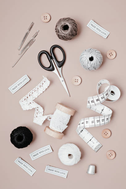 istock Sewing supplies and accessories for needlework. Craft hobby background 1394801988