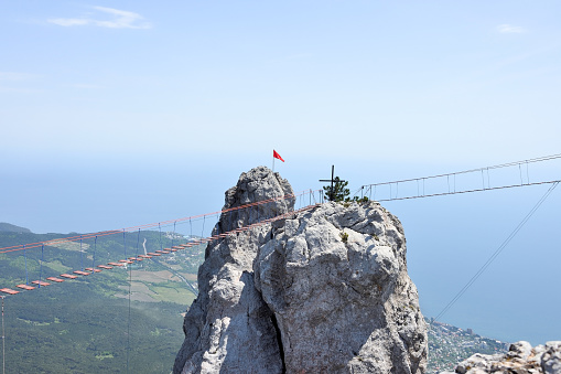 Rope bridge over the precipice on Mount Ai-Petri