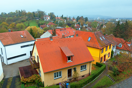 Village in Germany view from above . Bamberg suburb district