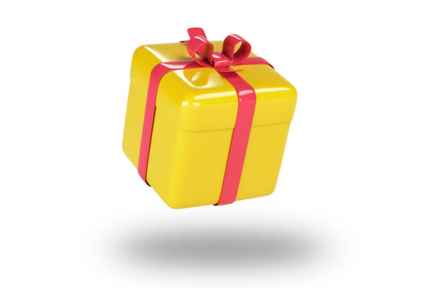 istock 3d yellow gift box with ribbon bow isolated on a white background. 3d render 1394804732