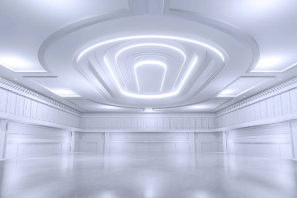 istock Empty convention hall center .The backdrop for exhibition stands,booth elements. Meeting room for the conference.Big room for entertainment,concert,event,trade show,wedding.ballroom luxury.3d render. 1394804873