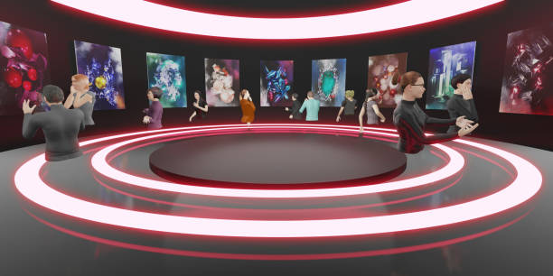 istock Metaverse world NFT Art Gallery Avatars and VR Glasses 3D Illustrations 1394806202