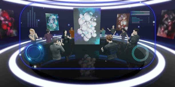 istock Metaverse world NFT Art Gallery Avatars and VR Glasses 3D Illustrations 1394806203