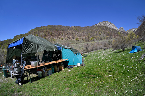 Exploration base camp in Cittareale, in Vallerufa