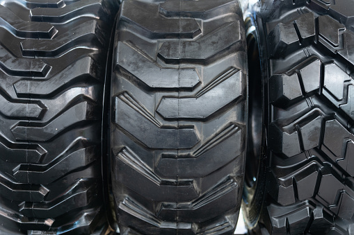 Close up of a tractor tire tread
