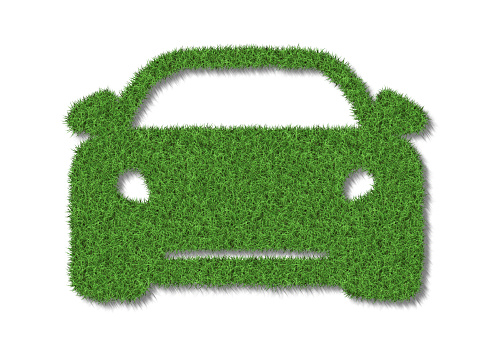 Green eco car concept made up of green grass