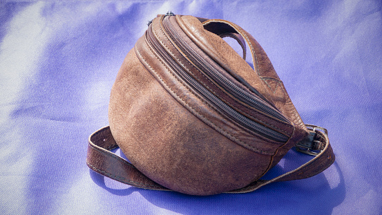 Brown leather fanny pack