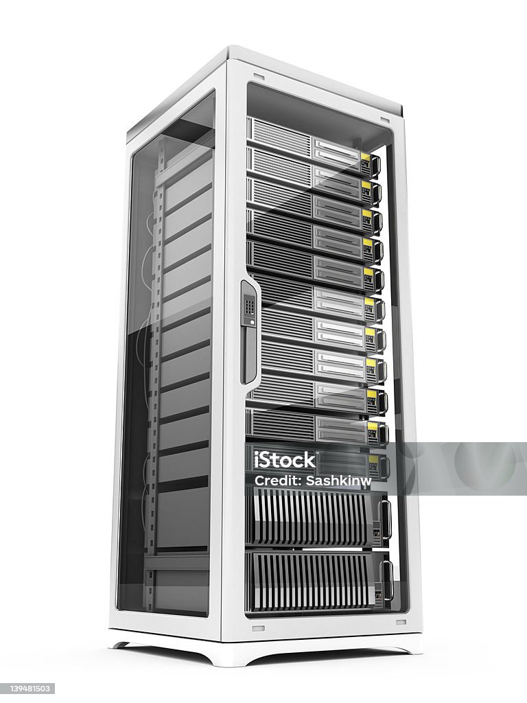 Modern Network Server rack Network Server rack isolated on white background Cut Out Stock Photo