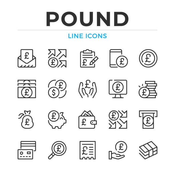 ilustrações de stock, clip art, desenhos animados e ícones de pound line icons set. modern outline elements, graphic design concepts, simple symbols collection. vector line icons - british pounds