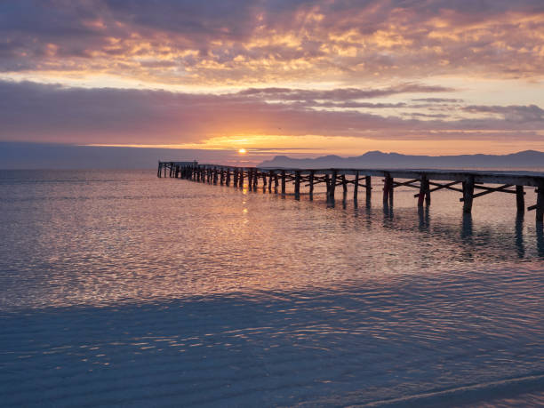 Pier in Platja de Muro beach in Alcudia Bay, Majorca, Spain