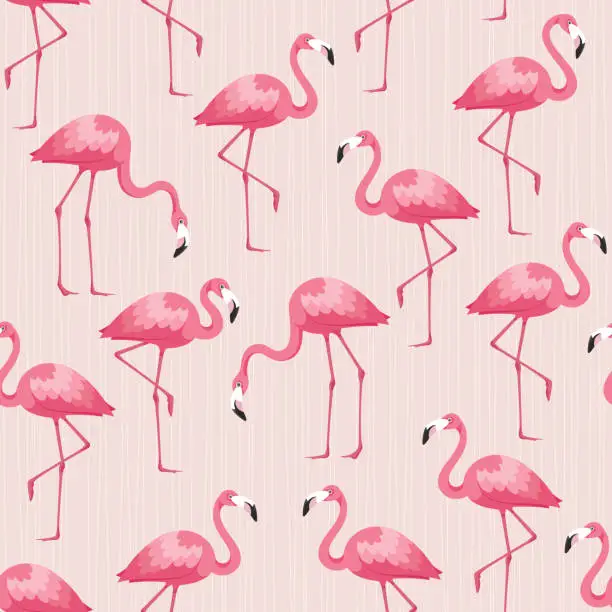 Vector illustration of Flamingo seamless pattern. Tropical pattern.