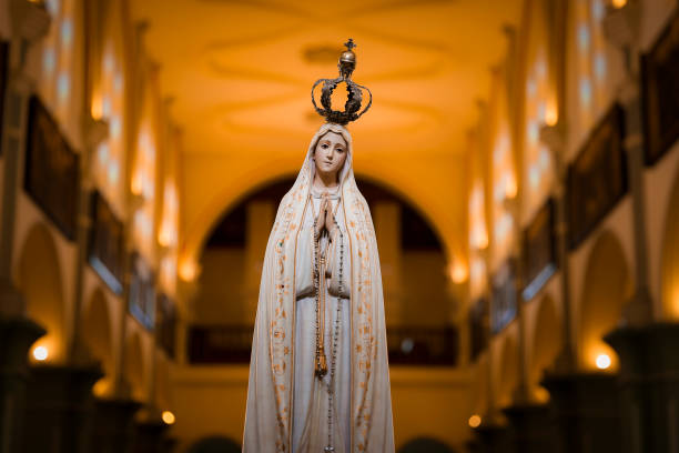 Statue of the image of Our Lady of Fatima stock photo