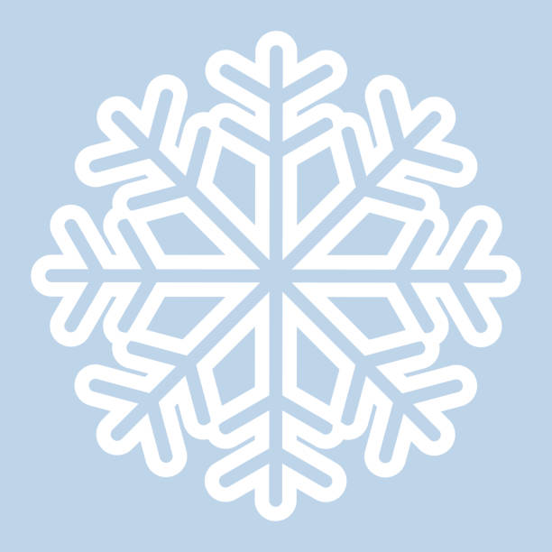 Снежинка Vector image of a white snowflake. Simple doodle isolated on a blue background. Christmas and winter symbol. rime ice stock illustrations