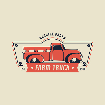Classic Truck Logo Badge Concept Vector. Retro Vehicle Logo Design Concept
