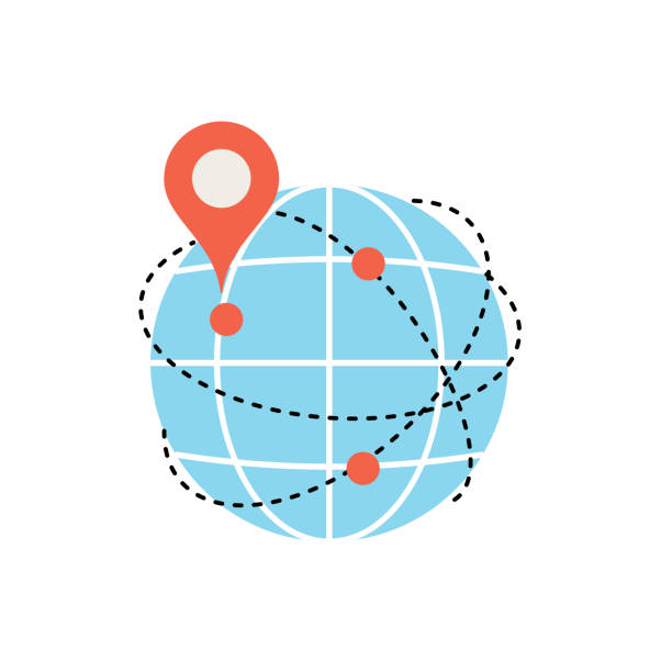 globalne śledzenie - logistyka dostaw i transportu płaskie kolorowe ikony - przewóz morski obrazy stock illustrations