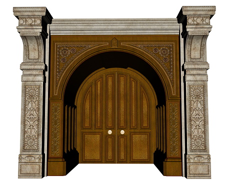 Palace entrance isolated in white background - 3D render