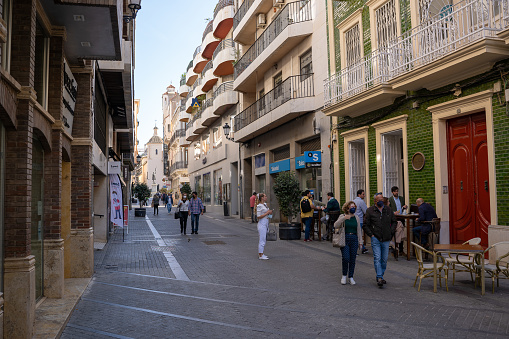 HUELVA, SPAIN - APRIL 18, 2022: One of the street from Huelva old town