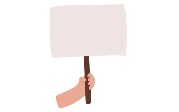 Vector illustration of Hand holding empty banner. Copy space.