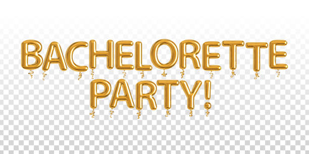 Vector realistic isolated golden balloon text of Bachelorette Party on the transparent background. Vector realistic isolated golden balloon text of Bachelorette Party on the transparent background. bachelor and bachelorette parties stock illustrations