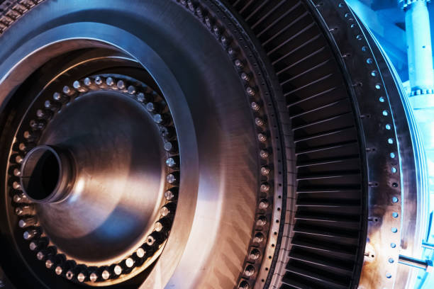 istock Turbine generator rotor with blades and discs, interior view. 1394833452