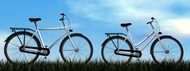istock Male and female bicycles - 3D render 1394835328