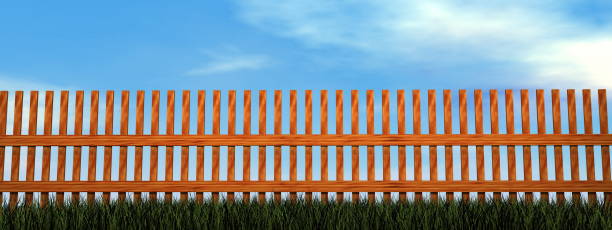 istock Wooden fence - 3D render 1394835370