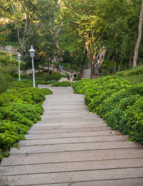 istock Wooden stairs in the park 1394837670