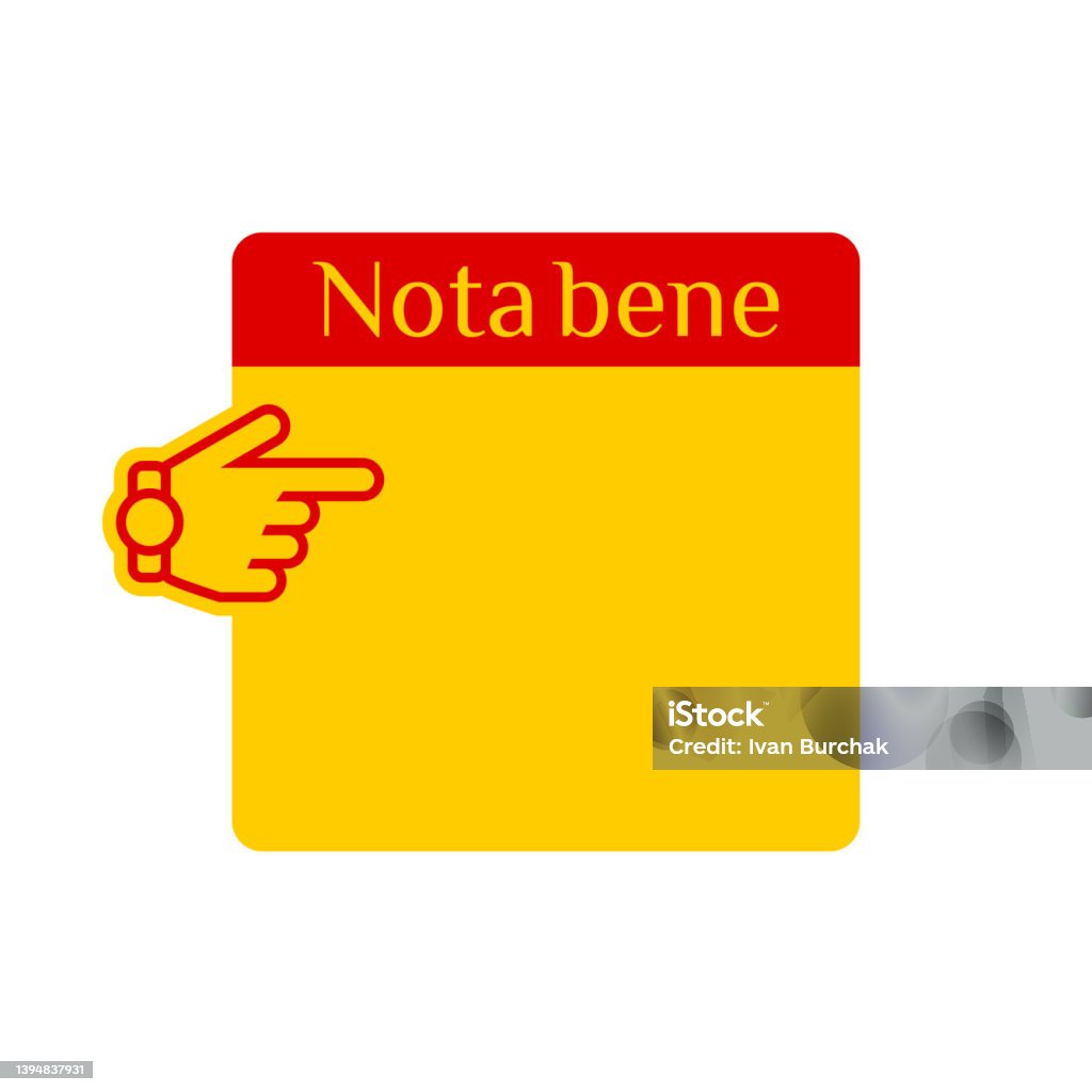 Nota Bene Example Note Quote Footnote Textbox Nota Bene Latin Phrase Forefinger And Empty ...