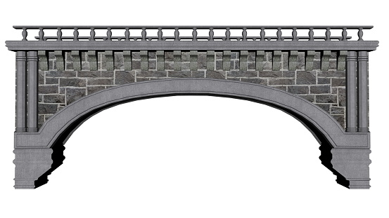 Ancient bridge isolated in white background - 3D render