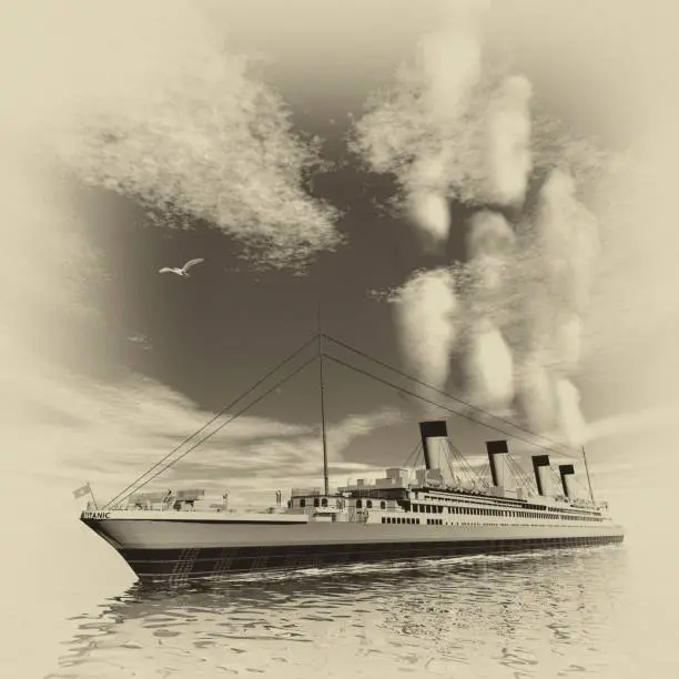 Photo of Titanic ship - 3D render