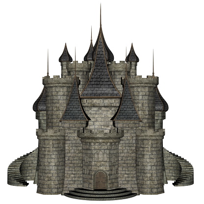 Beautiful detailed castle isolated in white background - 3D render