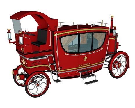 Red royal carriage isolated in white background - 3D render