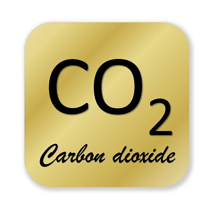 Golden chemical formula of carbon dioxide symbol isolated in white background