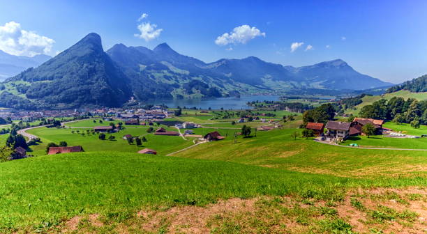 Schwyz and Zurich canton view, Switzerland stock photo