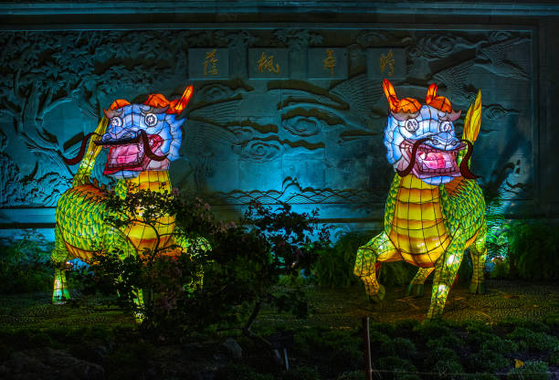 Montreal, Quebec, Canada, October 30th, 2012 : Chinese Lanterns at the Botanical Garden stock photo