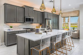 istock Open concept modern  kitchen in a new home 1394854132