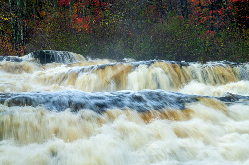 Water cascade at Shohola Falls, Pocono Mountains, Pennsylvania, USA