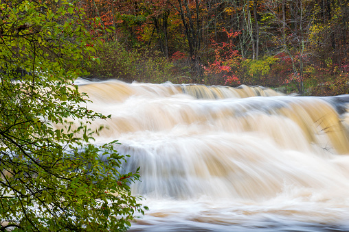 Autumn scenery at Shohola Falls, Pocono Mountains area, Pennsylvania, USA